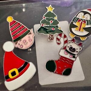 Festive Holiday Enamel Pin Set